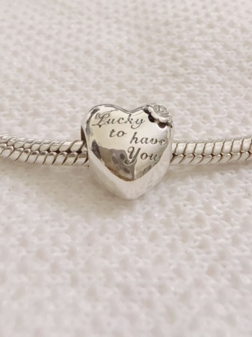 Mom Heart Charm Mom Lucky to Have You Silver Charm For Pandora Bracelet
